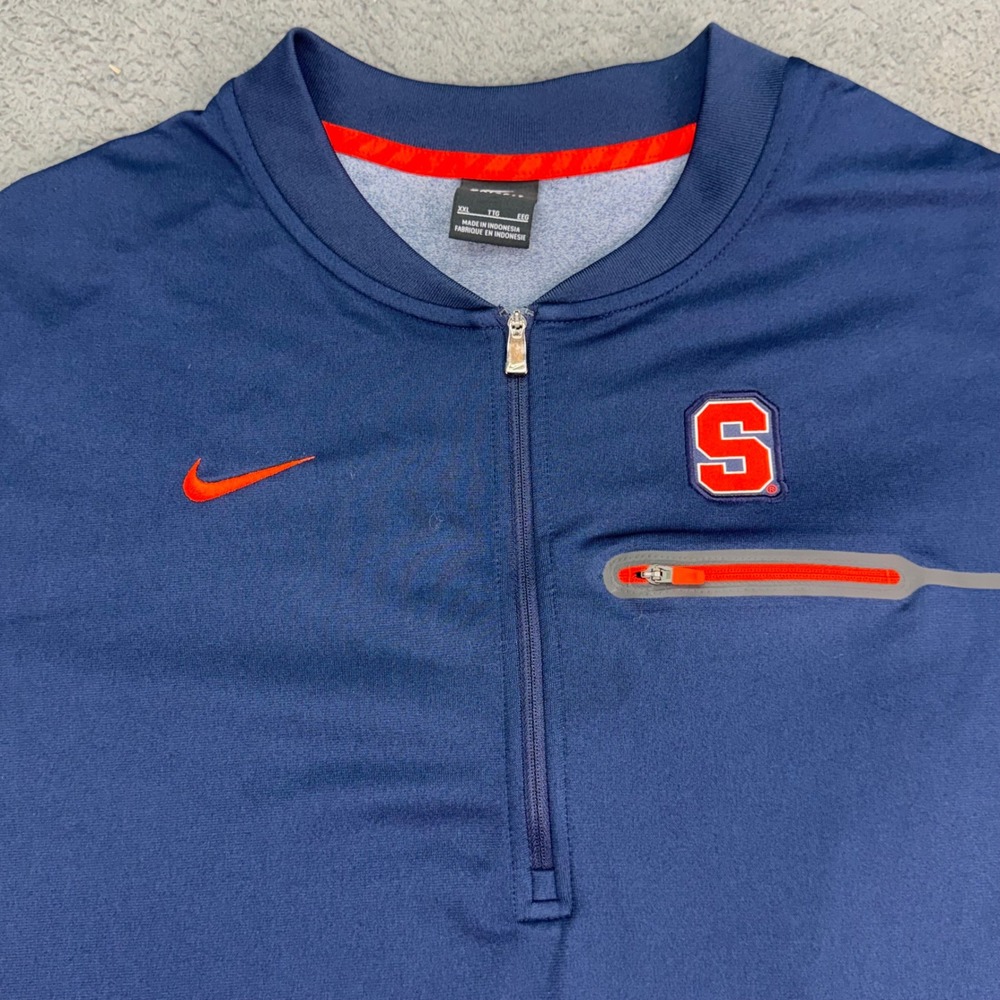 Nike Syracuse Orange Pullover Men XXL Navy Blue Gray Dri-FIT Quarter Zip 4192